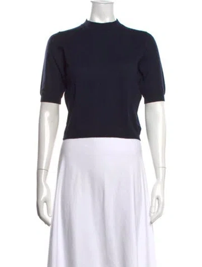 Pre-owned Jil Sander Wool Mock Neck Sweater In Blue