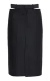Jil Sander Wool-mohair Midi Skirt In Black