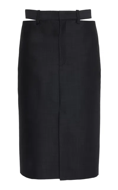 Jil Sander Wool-mohair Midi Skirt In Black