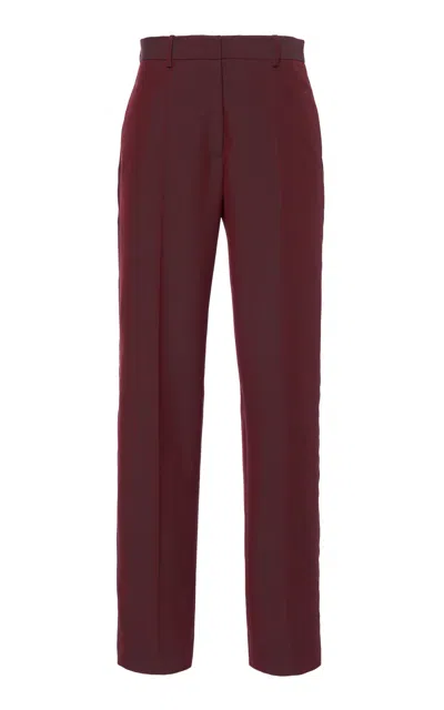 Jil Sander Wool-mohair Straight-leg Pants In Burgundy