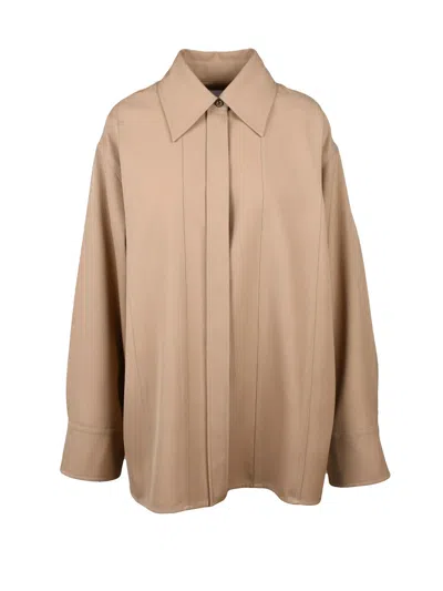 Jil Sander Wool Oversize Shirt - Beige In Brown
