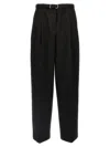 Jil Sander Belted Wool Wide-leg Trousers In Black