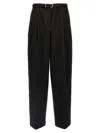 Jil Sander Belted Wool Wide-leg Trousers In Black