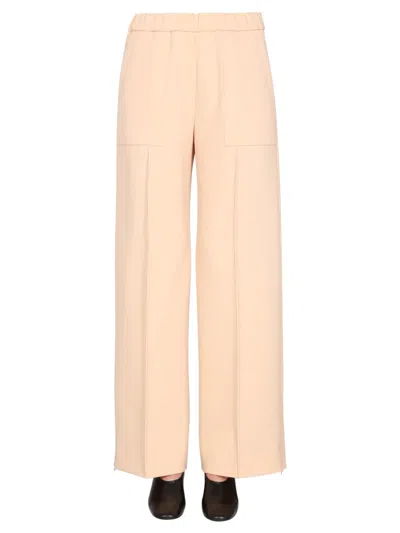 Jil Sander Elegant Wool Trousers With Elasticized Waist For Women In Brown