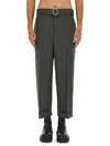 Jil Sander Check-pattern Belted Trousers In Grey