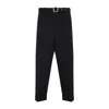 Jil Sander Relaxed Fit Black Wool Pants With Detachable Belt And Turn-up Hem In Black