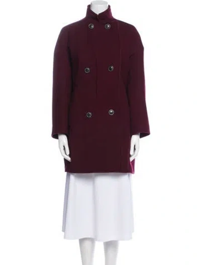 Pre-owned Jil Sander Wool Peacoat In Burgundy