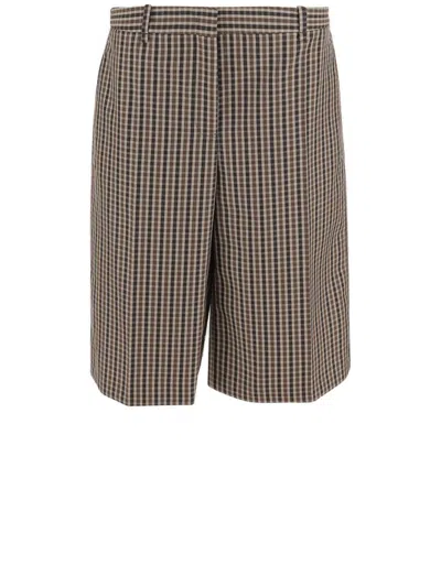 JIL SANDER WOOL PLAID PATTERN SHORT PANTS