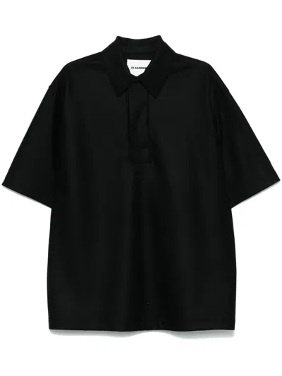 Jil Sander Wool Polo Shirt In Black