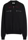 Jil Sander Black Sweater With Classic Collar And Front Zip Pockets In Wool Man In Black