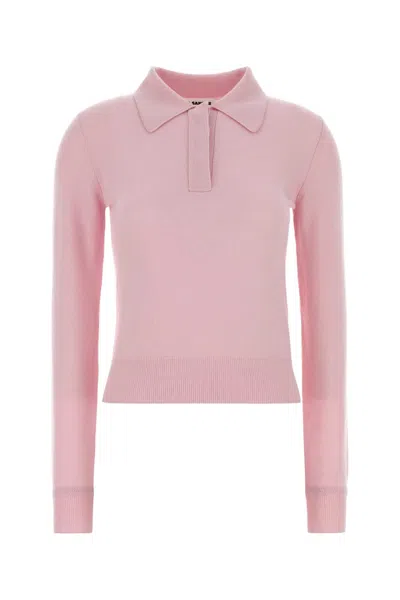 Jil Sander Wool Polo Shirt For Women, 100% Virgin Wool In Pink