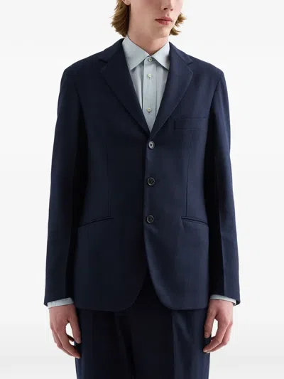 Jil Sander Wool Poplin Blazer In Blue