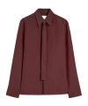 Jil Sander Wool Poplin Shirt With Tie In Iridescent Plum