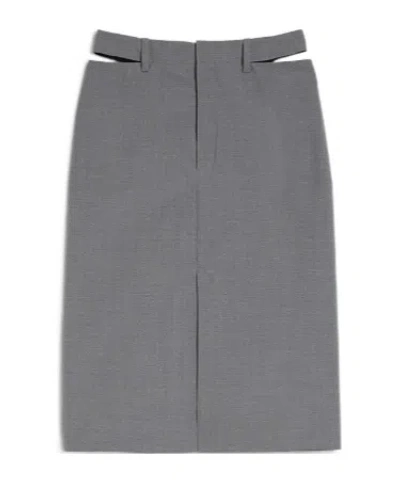 Jil Sander Cut-out Slit Midi Skirt In Gray