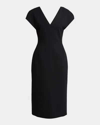 Jil Sander Wool Sable Midi Dress In Black