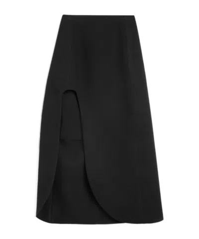 Jil Sander Wool Sable Skirt In Black