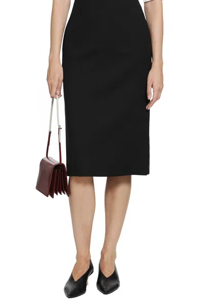 Jil Sander Wool Sablé Skirt In Black