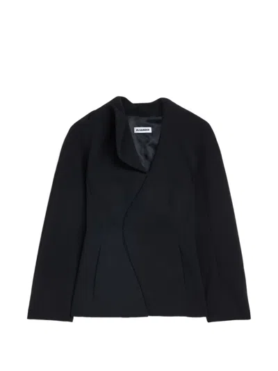Jil Sander Wool Sablé Structured Jacket In Black