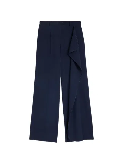 Jil Sander Wool Sablé Trousers In Blue
