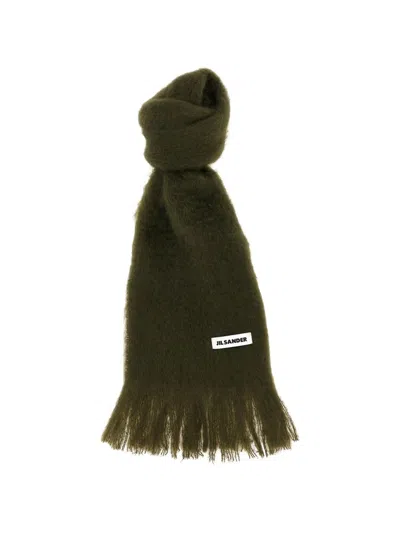 Jil Sander Mohair Wool Blend Scarf In Green