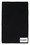 Jil Sander Black Wool Blend Scarf