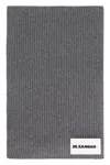 Jil Sander Logo-patch Ribbed-knit Scarf In Grey