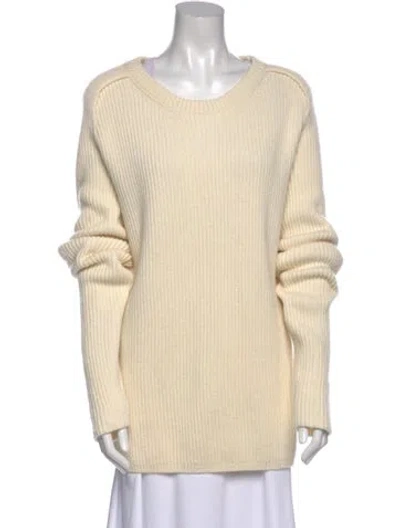 Pre-owned Jil Sander Wool Scoop Neck Sweater In White