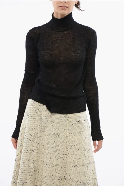 Jil Sander Wool Sheer Sweater In Black