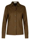 Jil Sander Wool Shirt With Collared Neck And Buttoned Cuffs In Brown