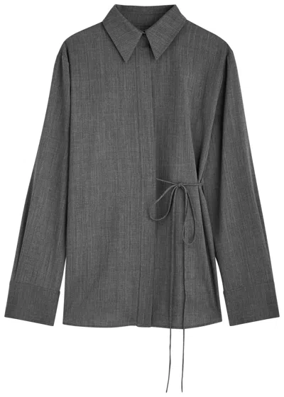 Jil Sander Wrap Wool Shirt In Grey