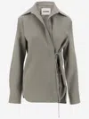 Jil Sander Wool Shirt With Wrap-around Closure In Green