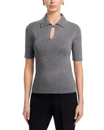 Jil Sander Wool Short Sleeve Polo T Shirt In Gray