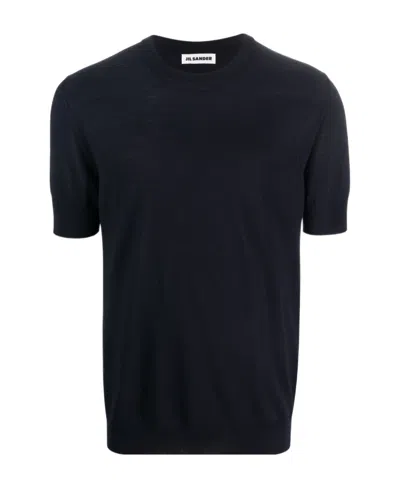 Jil Sander Wool Short-sleeve T-shirt In Negro