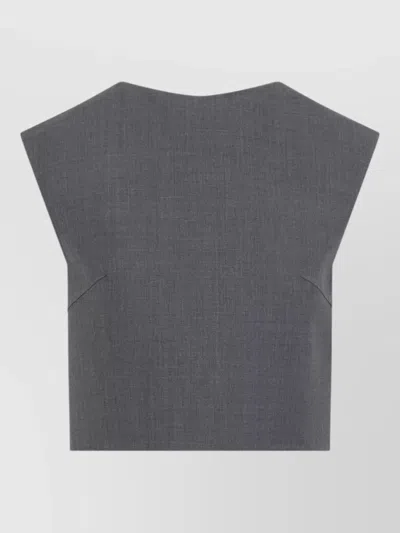 Jil Sander Wool Silk Sleeveless Top Round Neck In Gray