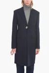 Jil Sander Wool Single-breasted Coat With Metal Application In Blue
