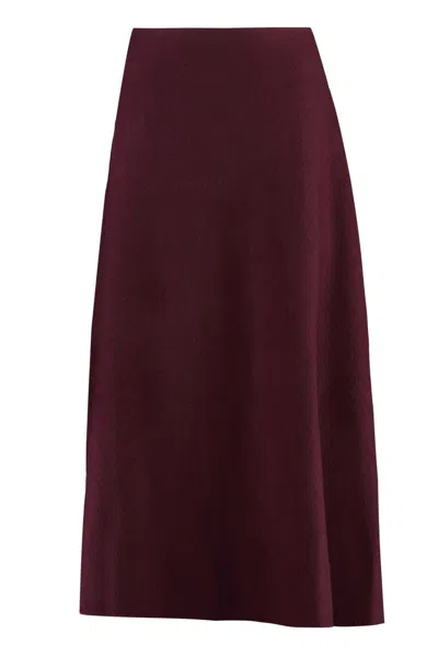 Jil Sander Wool Skirt In Red-purple Or Grape