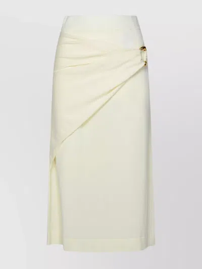 Jil Sander Wool Skirt With Asymmetrical Draped Detail In White