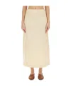 Jil Sander Regular Fit Midi Skirt In Soft Wool In Nude