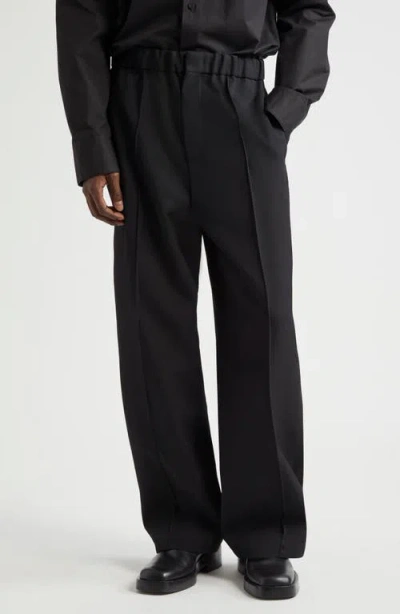 Jil Sander Wool Straight Leg Trousers In Black