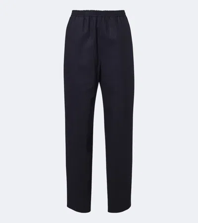 Jil Sander Wool Straight Pants In Blue
