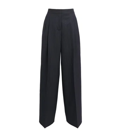 Jil Sander Wool Stripe Trousers In Blue