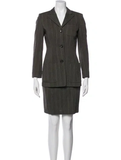 Pre-owned Jil Sander Wool Striped Skirt Suit In Gray