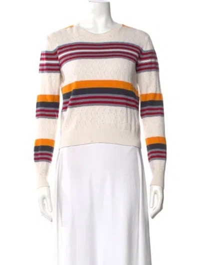 Pre-owned Jil Sander Wool Striped Sweater In White