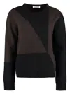 Jil Sander Geometric Pattern Crew-neck Wool Sweater In Braun