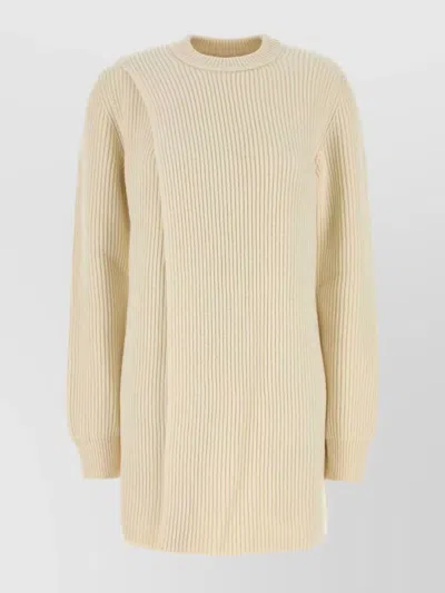 Jil Sander Wool Sweater Dress Crew Neck In Yellow