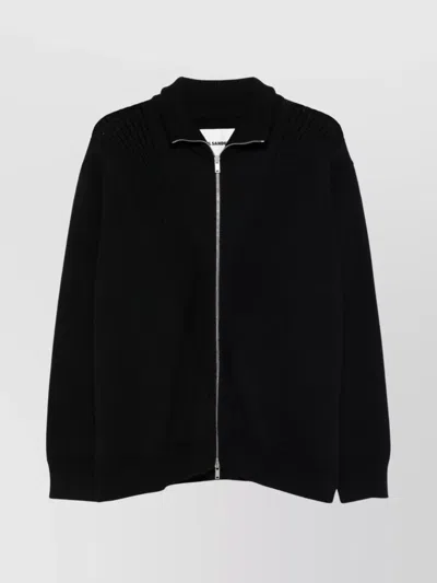 JIL SANDER WOOL SWEATER FEATURING ZIP-UP ELEMENT