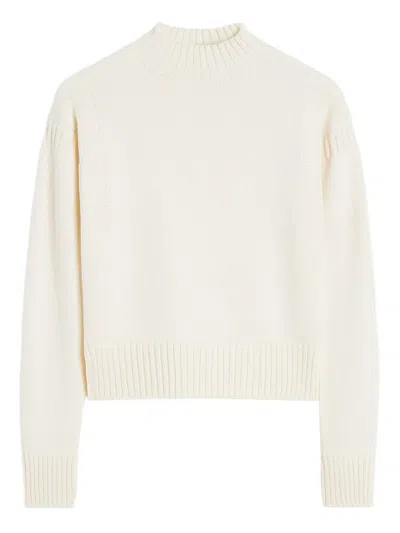 Jil Sander Wool Mock-neck Sweater In Neutral