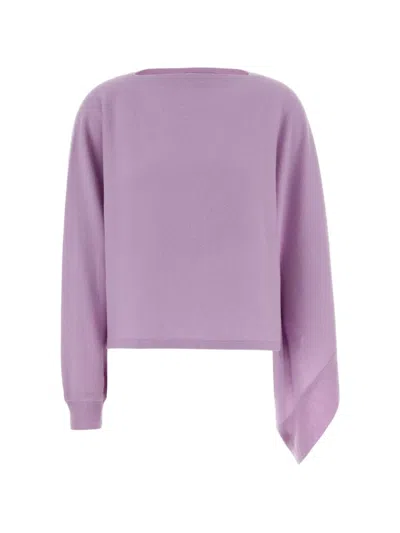 Jil Sander Wool Cape Asymmetric Hem Long Sleeves In Purple