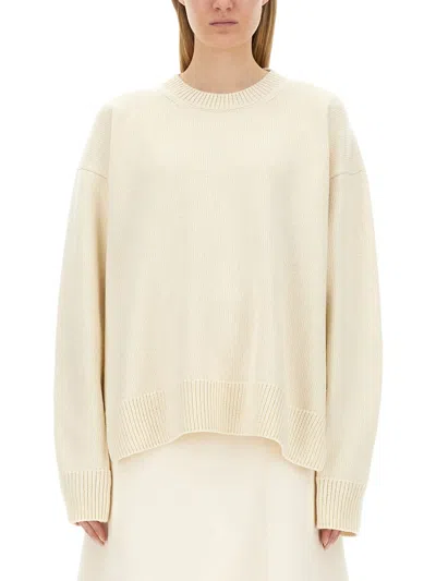 Jil Sander Regular Fit Wool And Cashmere Sweater In Neutral