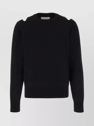 Jil Sander Wool Sweater With Cut-out Shoulders And Sleeves In Black